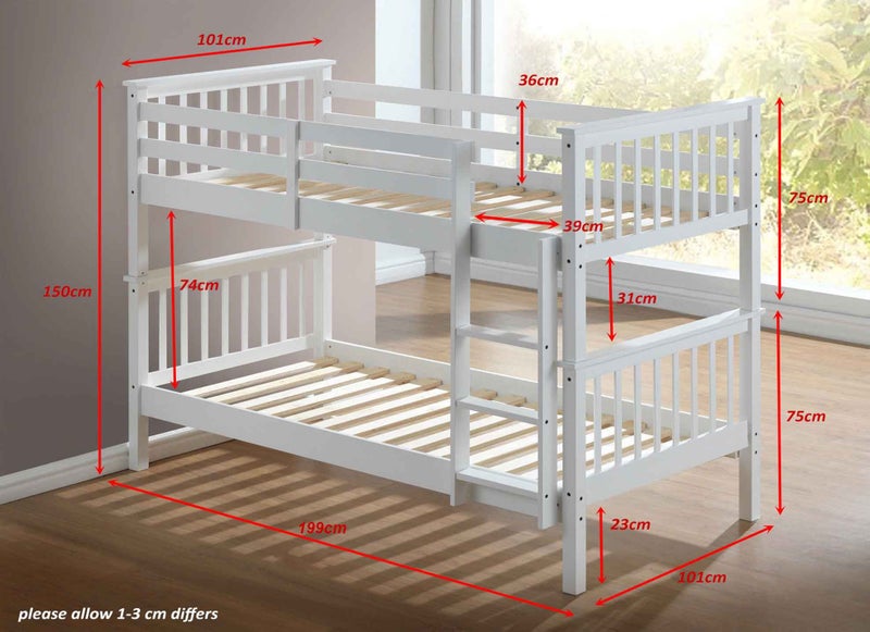 Bunk Bed White Solid Pine62866851190147112