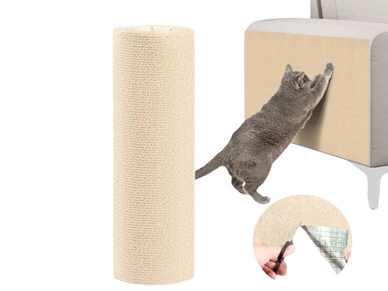 40x100cm Self-Adhesive Cat Scratching Mat Trimmable Cat Couch Protector Beige Carousel 1