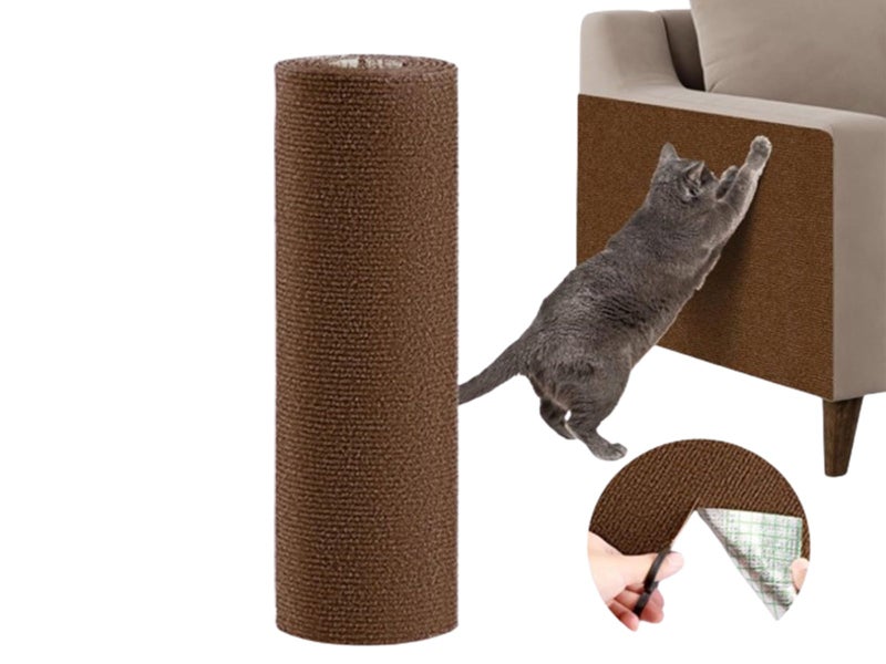 60x100cm Self-Adhesive Cat Scratching Mat Trimmable Cat Couch Protector Brown Carousel 1