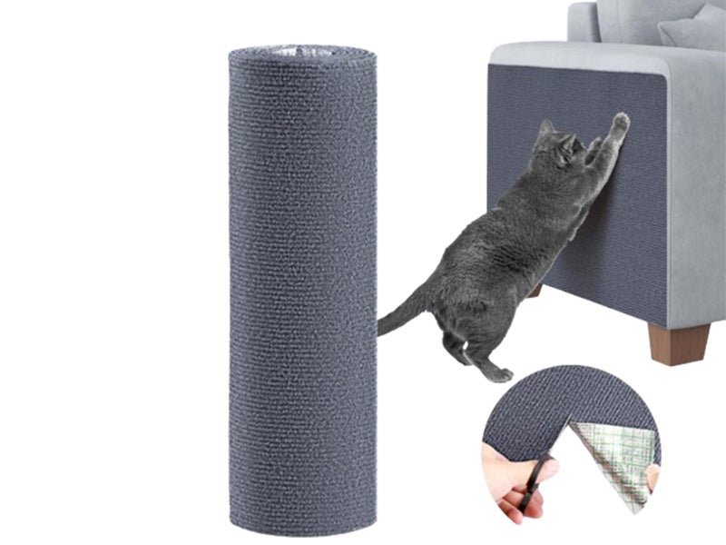 60x100cm Self-Adhesive Cat Scratching Mat Trimmable Cat Couch Protector Grey Carousel 1