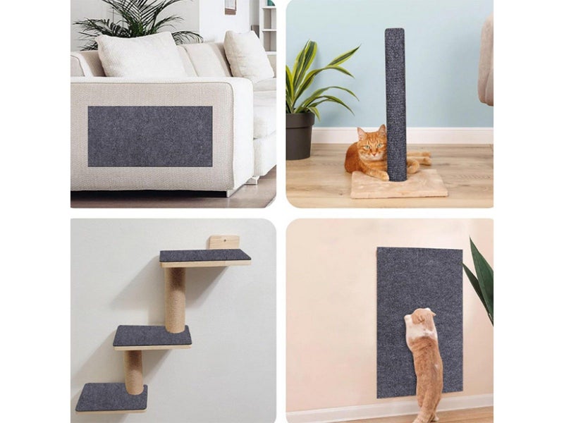 60x100cm Self-Adhesive Cat Scratching Mat Trimmable Cat Couch Protector Grey Carousel 5