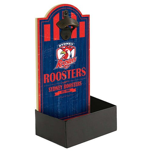 Sydney Roosters NRL Wall Bottle Opener Sign with Catcher Carousel 1