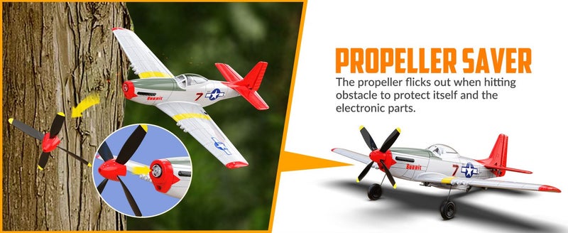 RC Plane P51D Mustang RTF for Beginners,2.4Ghz 4CH Remote Control Airplane Easy Carousel 2