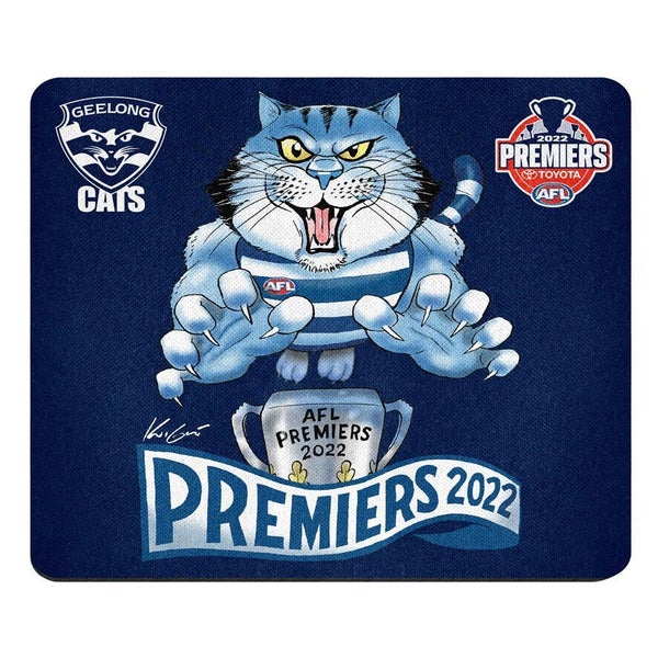 Geelong Cats 2022 Premiers Premiership AFL Caricature Mouse Mat Carousel 1