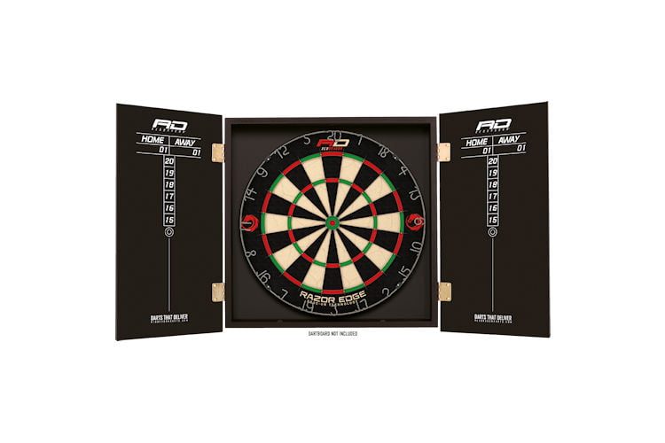 Winmau Blade 6 DUAL CORE Dart Board + Red Dragon Black Cabinet + Darts Carousel 9