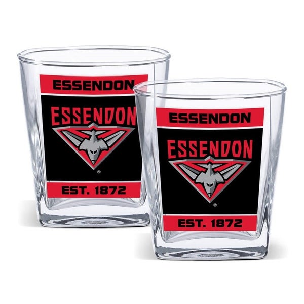 Essendon Bombers AFL Set of 2 Spirit Glasses 250ml Glass Logo Design Carousel 1
