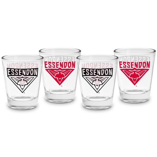 Essendon Bombers AFL Team Logo 50ml Shot Glasses Bar Set of 4 Carousel 1