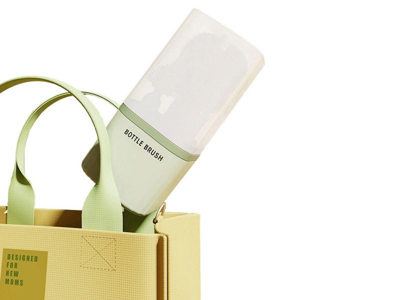 Travel Bottle Brush Set Extendable Silicone Bottle Brush with Storage Case-Green Carousel 8