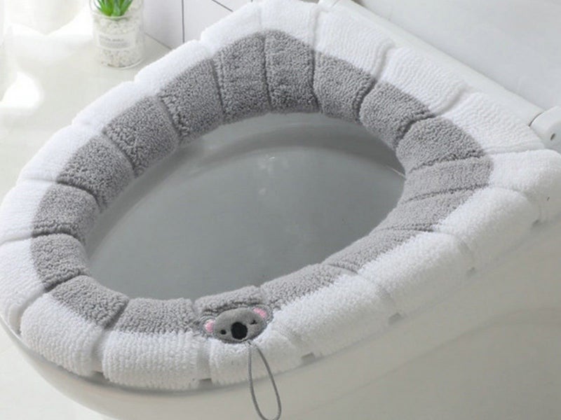 2 X Winter Warm Bathroom Stretchable Closestool Toilet Seat Cover Pad Grey Green Carousel 2