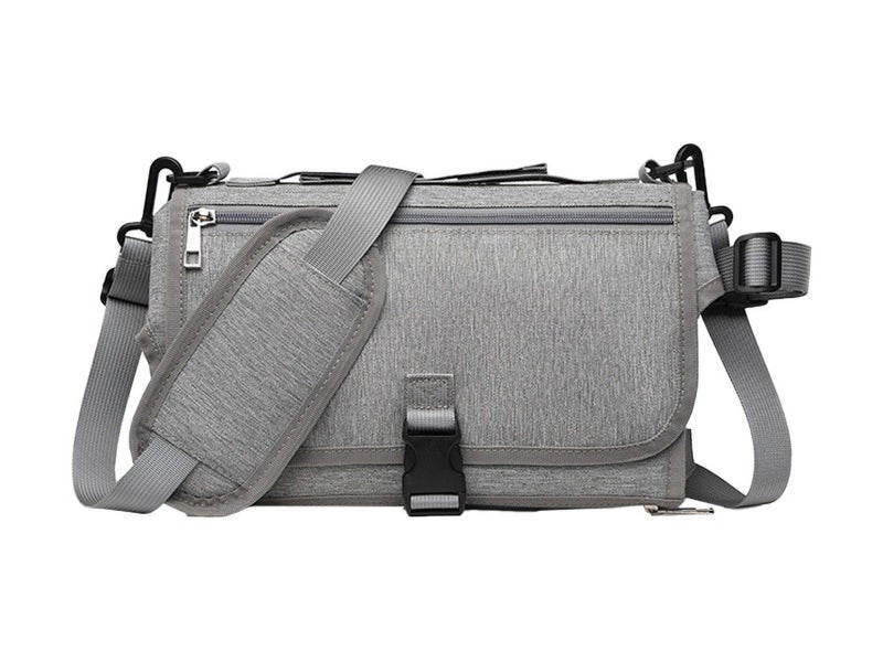 Foldable Water-resistant Diaper Changing Pad Bag with Shoulder Strap - Grey Carousel 2