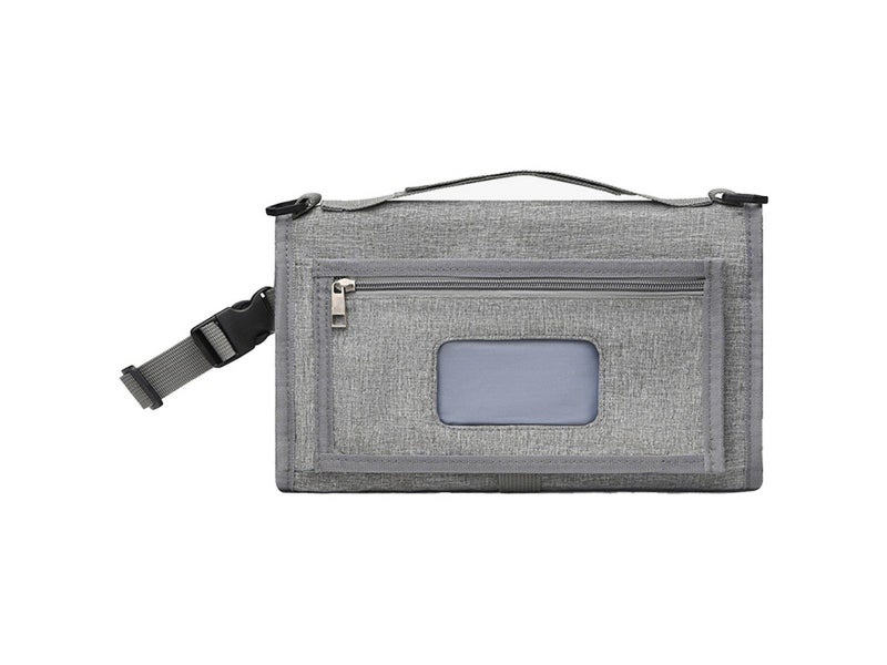 Foldable Water-resistant Diaper Changing Pad Bag with Shoulder Strap - Grey Carousel 7