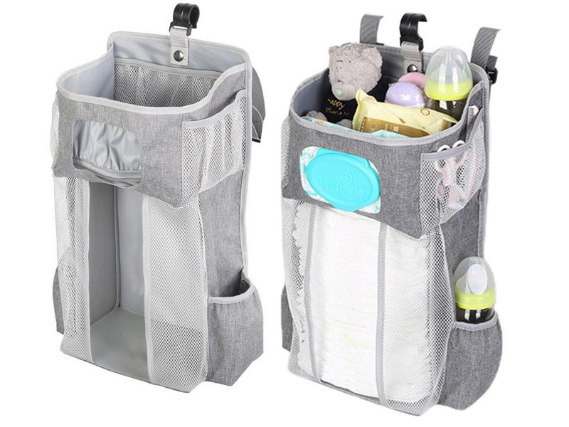 2X Crib Bedside Diaper Storage Bag Hanging Caddy Diaper Organizer Carousel 1