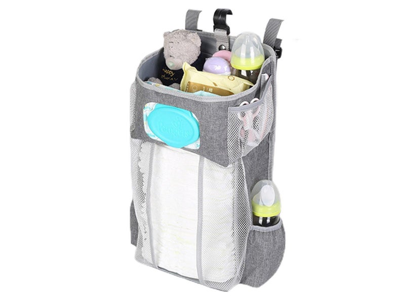 1X Crib Bedside Diaper Storage Bag Hanging Caddy Diaper Organizer Carousel 1