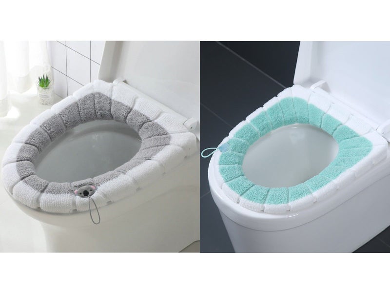 2 X Winter Warm Bathroom Stretchable Closestool Toilet Seat Cover Pad Grey Green Carousel 1