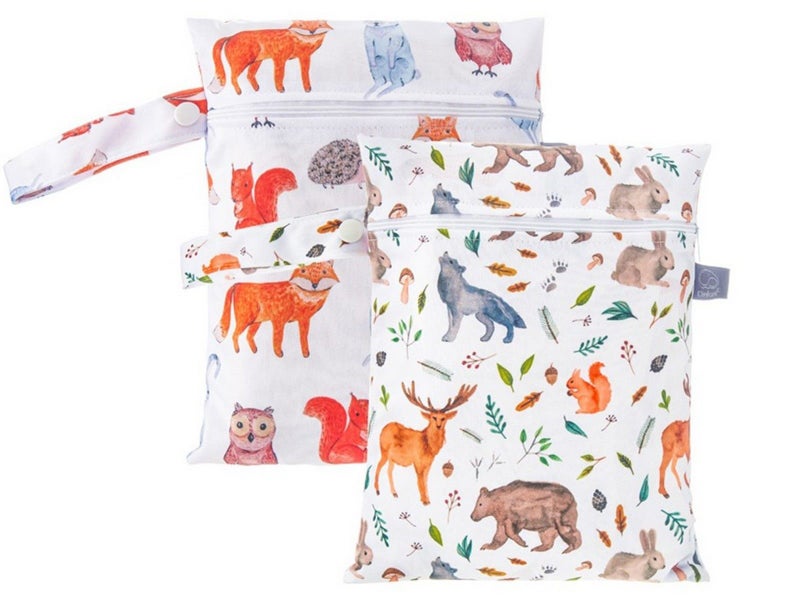 2Pcs Water Resistant Dry Wet Bag Reusable Diaper Storage Bag Swimsuits Bag Carousel 1