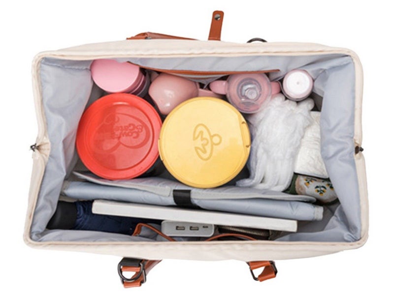 Set of 3Pcs Large Capacity Diaper Tote Bag Mommy Bag with Shoulder Strap Beige Carousel 2