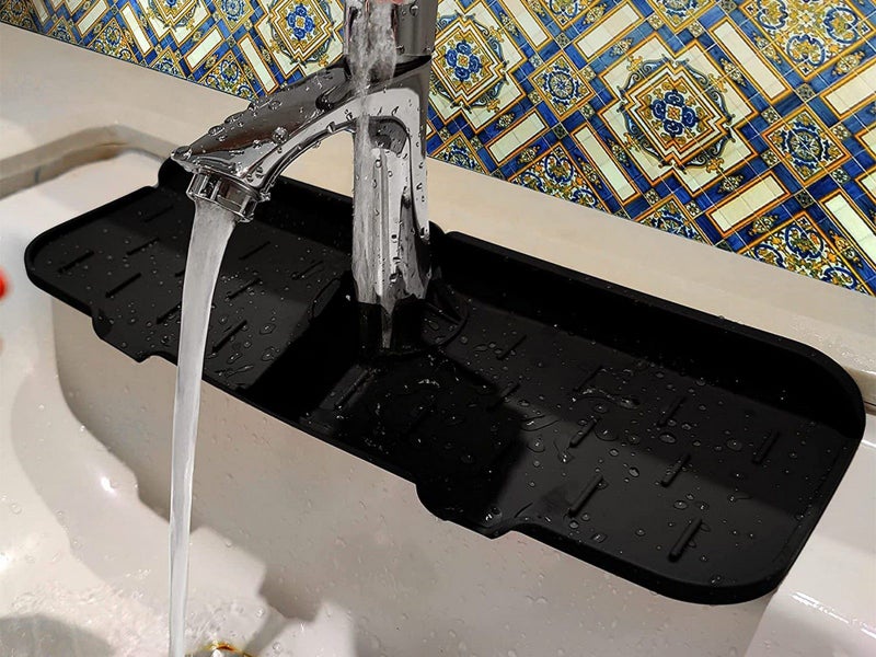 2X Kitchen Sink Splash Guard Silicone Faucet Mat Sink Water Splash Catcher Carousel 1