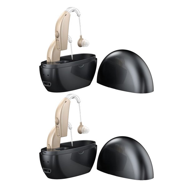 2pcs Hearing Aids Rechargeable Hearing Amplifiers for Hearing Loss Seniors with Carousel 2