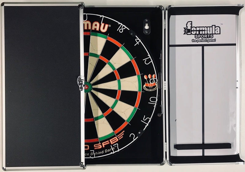 WINMAU PRO SFB Bristle Dart Board Set - Aluminium Alloy Cabinet - 6 x Darts Carousel 1