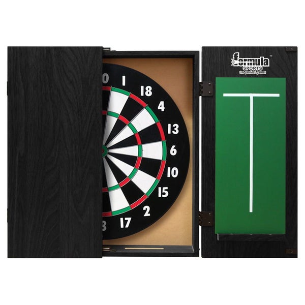 Formula Sports Dart Board Game 15 inch and Black Ash Cabinet Set Carousel 1