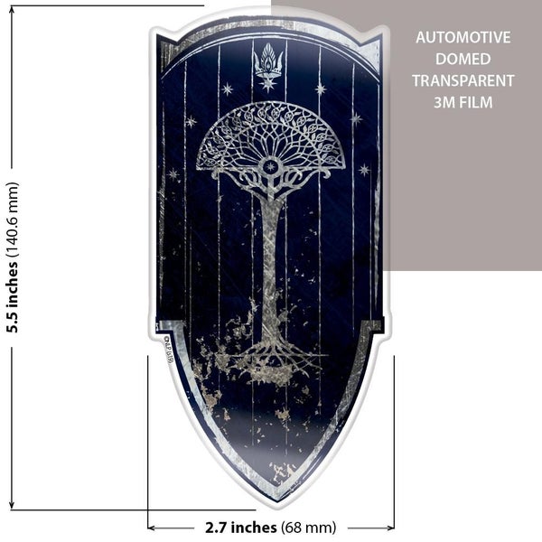 Lord of the Rings Logo Gondor Shield Domed Transparent Car Decal Sticker Emblem Carousel 2