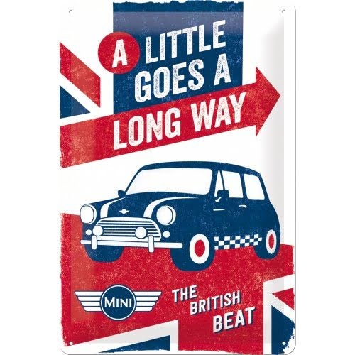Mini A Little Goes A Long Way Raised Embossed Man Cave Tin Sign 20 x 30cm Carousel 1