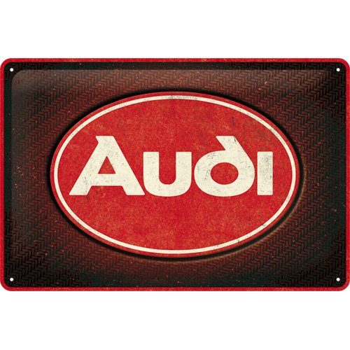 Audi Red Shine Logo Raised Embossed Man Cave Tin Sign 20 x 30cm Carousel 1