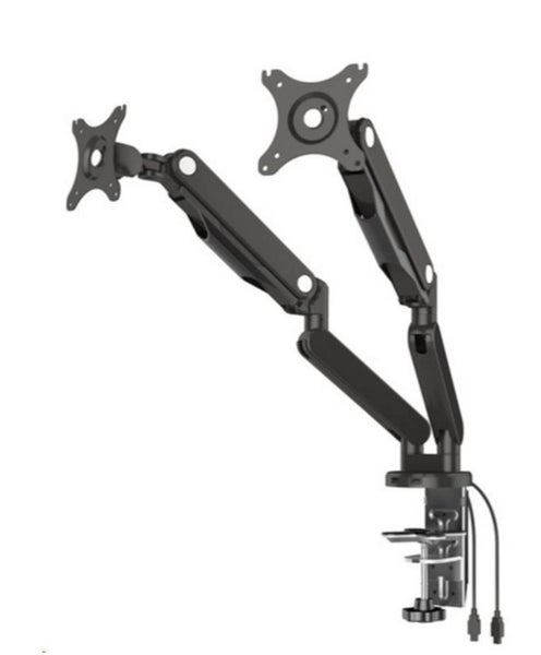 Loctek Pro Mount, 10"-30" Dual Gas Spring Monitor Stand - Aluminum Black Carousel 1