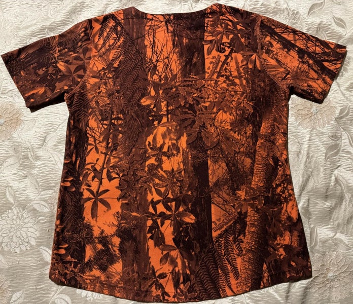 Hunting and Fishing - Orange Camo Short Sleeve Fleece Top - L/ Sz 14 Carousel 2