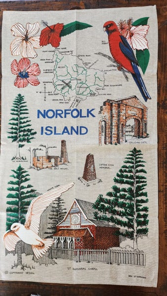 ~" Norfolk Island St Barnabas Chapel Cotton / Linen Blend Vintage Tea Towel "~ Carousel 2