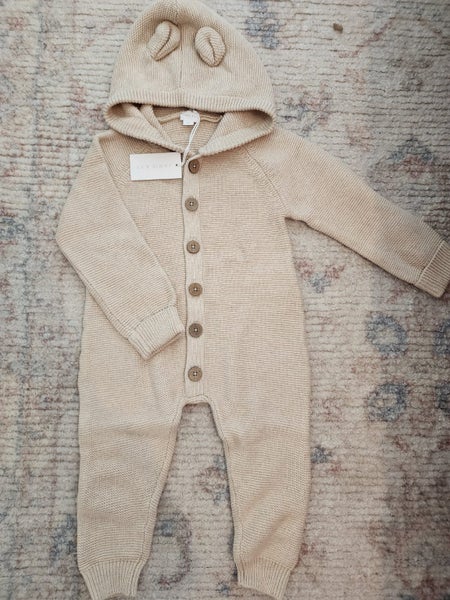 NEW! Jamie Kay - Jack knitted playsuit - oatmeal - 3 years Carousel 1