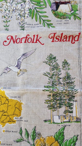 ~" Norfolk Island Vintage Natural Flax Linen Tea Towel "~ Carousel 2