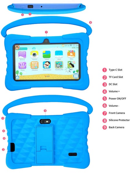 Kids Android tablet 17.78 Cm Tablet For Kids 32GB ROM 2GB RAM Android Carousel 2