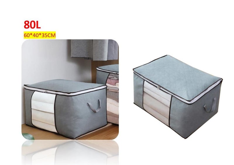 PTN 80L Clothes Storage Box Bags Quilt Blanket Zipper Organizer Home Wardrobe Carousel 1
