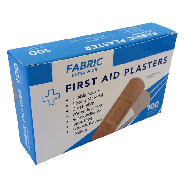 First Aid Plasters –Box of 100 Fabric (Extra Wide) Carousel 1
