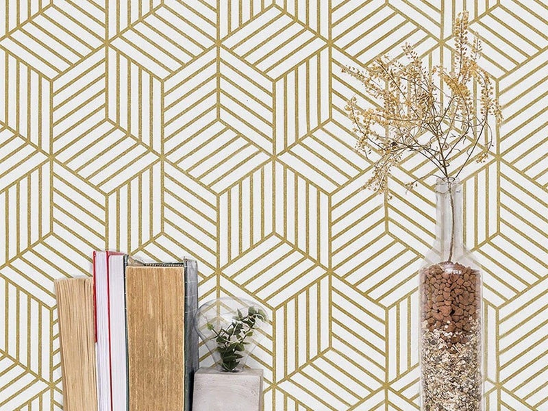 100x45cm Gold Striped Self Adhesive Wallpaper Peel and Stick Wall Sticker Carousel 1