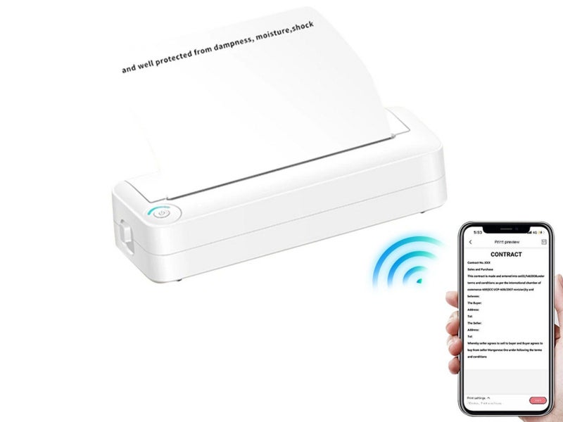 Portable A4 Bluetooth Wireless Thermal Printer Compatible with iOS Android Carousel 1