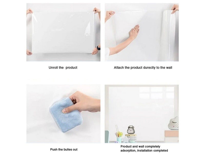 1000x60cm Static Cling Whiteboard Sticker Peel and Stick Memo Doodle Sticker Carousel 7
