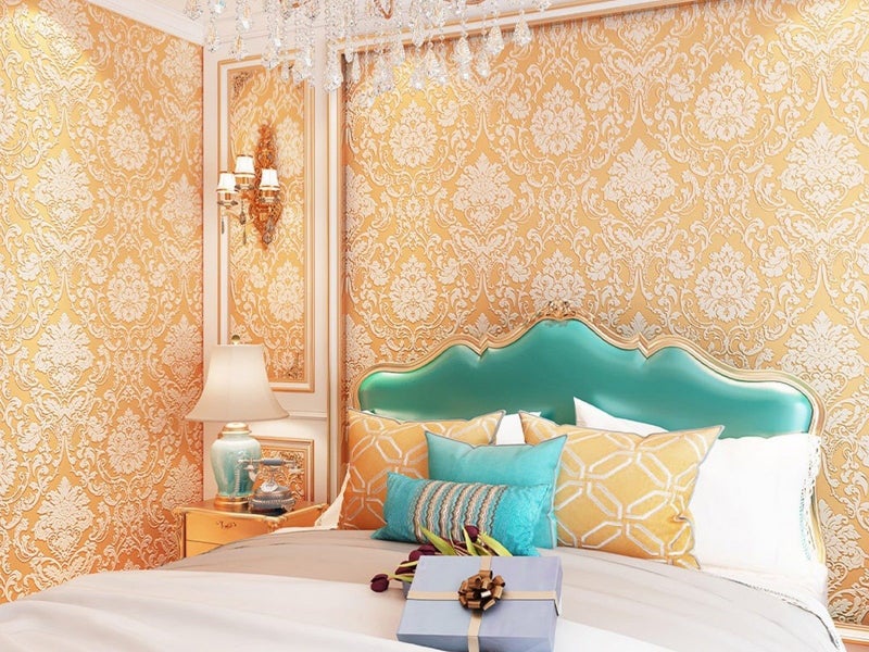 3m Self Adhesive 3D Damask Wallpaper European Style Wallpaper Home Decor Orange Carousel 1