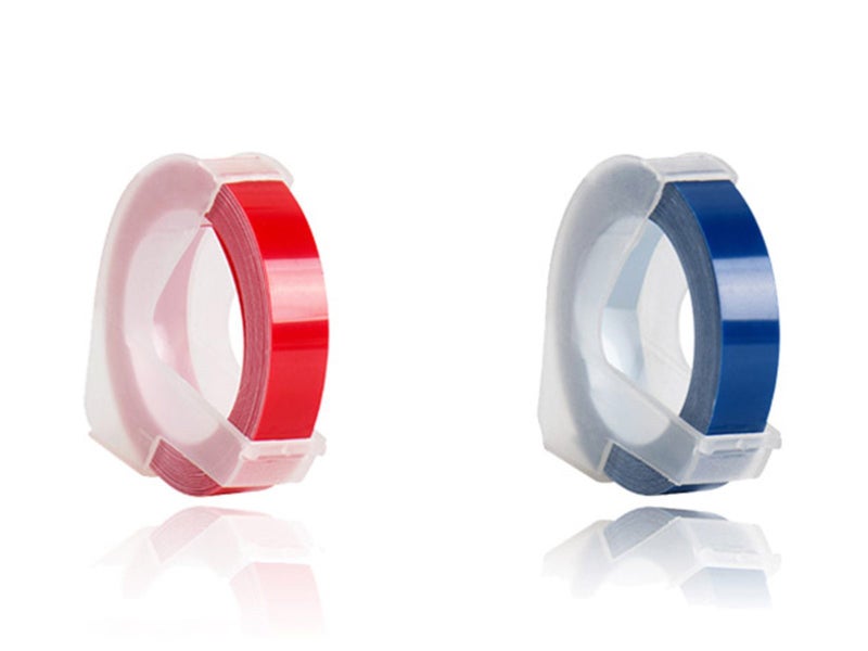 2 Rolls 9mm Embossing Label Tape for Manual Embossing Labe Maker Blue Red Carousel 1