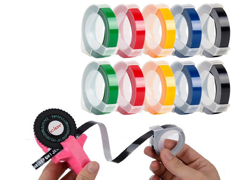 10 Rolls 9mm Embossing Label Tape for Manual Embossing Labe Maker Carousel 1