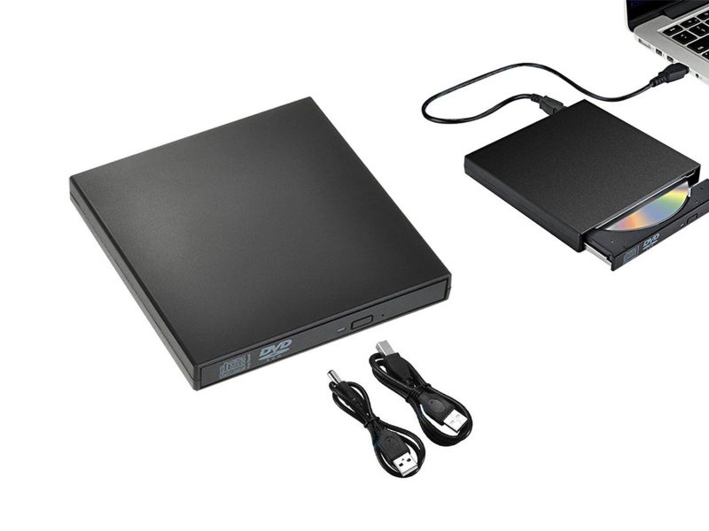 USB 2.0 External CD DVD Drive Portable External CD-RW Burner Player - Black Carousel 1