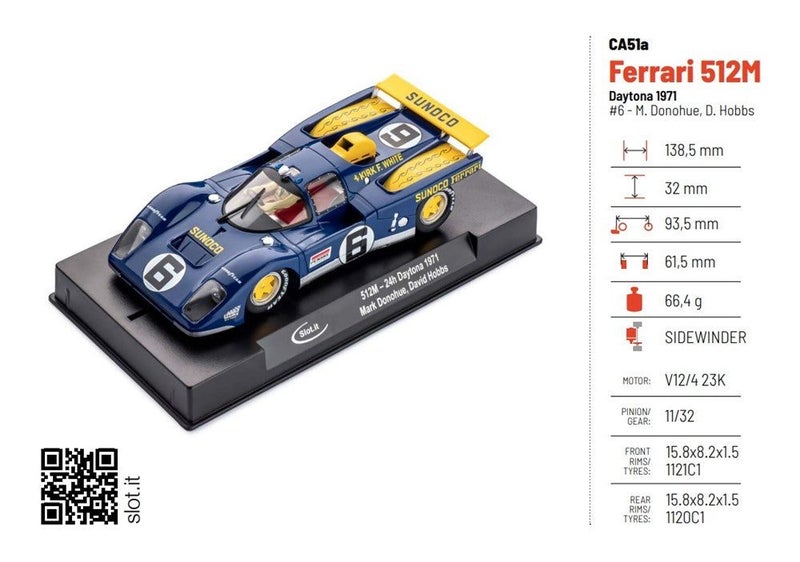 xx Slot.it CA51b Ferrari 512M 'Sunoco' No.6 3rd 24hr Daytona 1971 - Discontinued Carousel 3