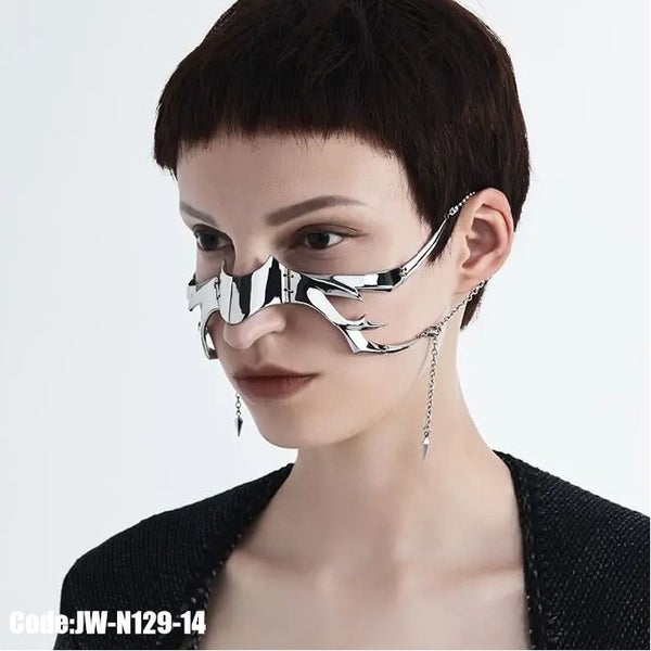 Women's Ring Earrings Jewellery Cyber Punk Silver Mask *Local Clearance* Carousel 1