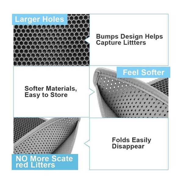 Cat Litter Mat Honeycomb Double -Layer Waterproof Design Easy to Clean -Gray Carousel 5