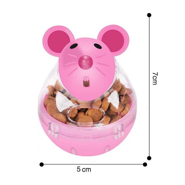 Small Cat Mice Tumbler Shaped Pet Treat Ball -Pink Carousel 2