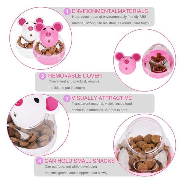 Small Cat Mice Tumbler Shaped Pet Treat Ball -Pink Carousel 5