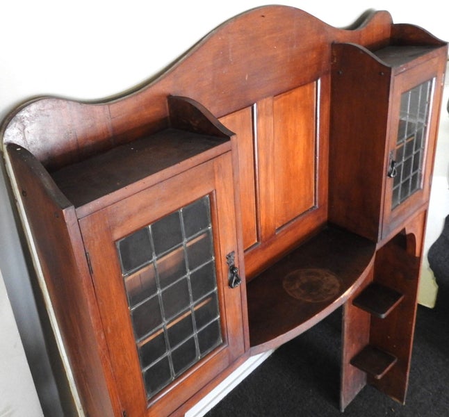 C.1900 Fire Surround With Leadlight Cupboards H1770 x W1338 NL7407 Carousel 2