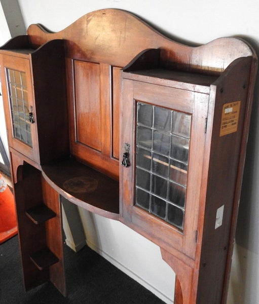 C.1900 Fire Surround With Leadlight Cupboards H1770 x W1338 NL7407 Carousel 3