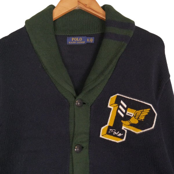Polo Ralph Lauren Navy Embroidered Knit Shawl Cardigan XL Carousel 2